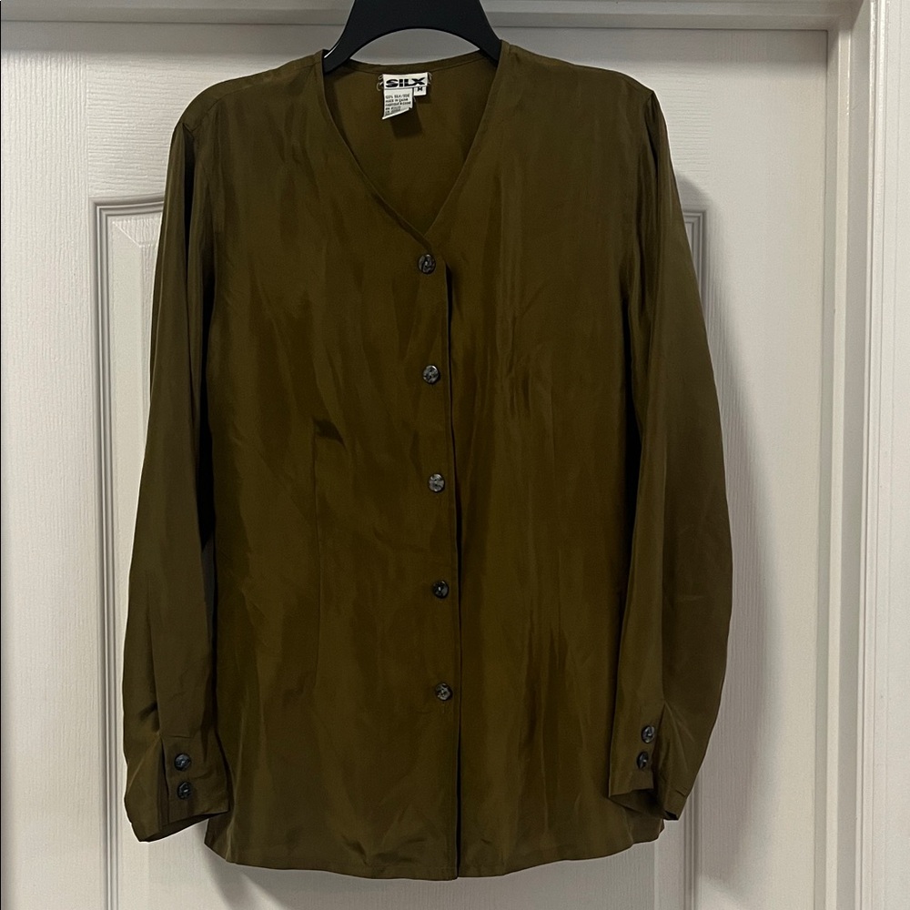 Silx by August Silk Olive Button-Down Shirt